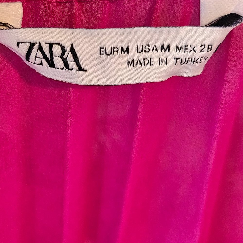 ZARA - Pleated Blouse - M - Raspberry Color - Picture 2 of 6